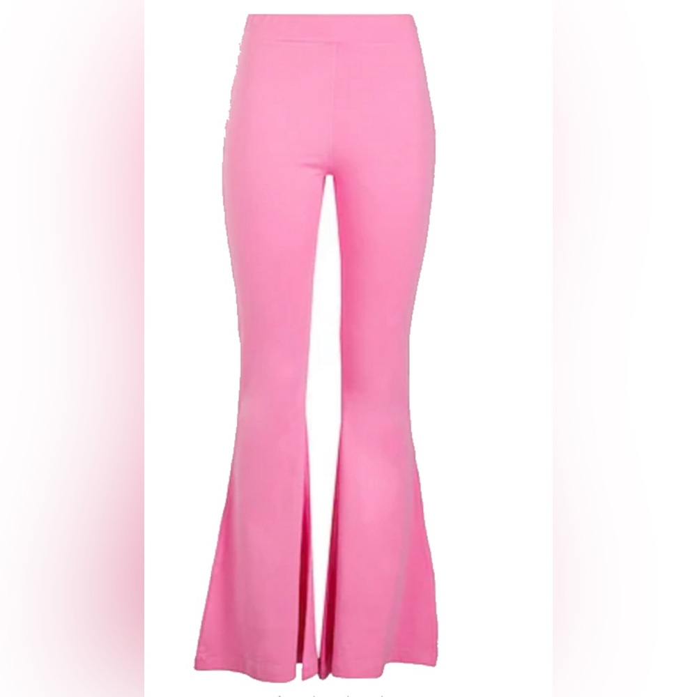 8 by YOOX bubblegum pink high waist flare pants